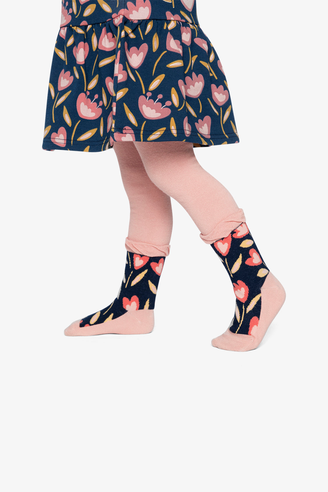 Tights Pale Dusty Pink And Navy - Image 4