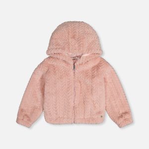 Faux Fur Hooded Cardigan Pink - Image 7