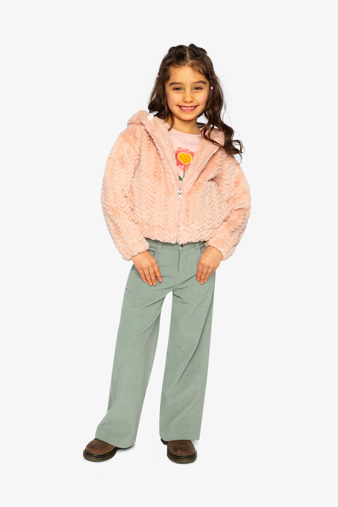 Faux Fur Hooded Cardigan Pink - Image 5