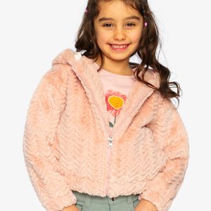 Alternative view of Faux Fur Hooded Cardigan Pink
