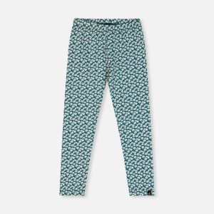 Organic Cotton Leggings Green Daisy Print