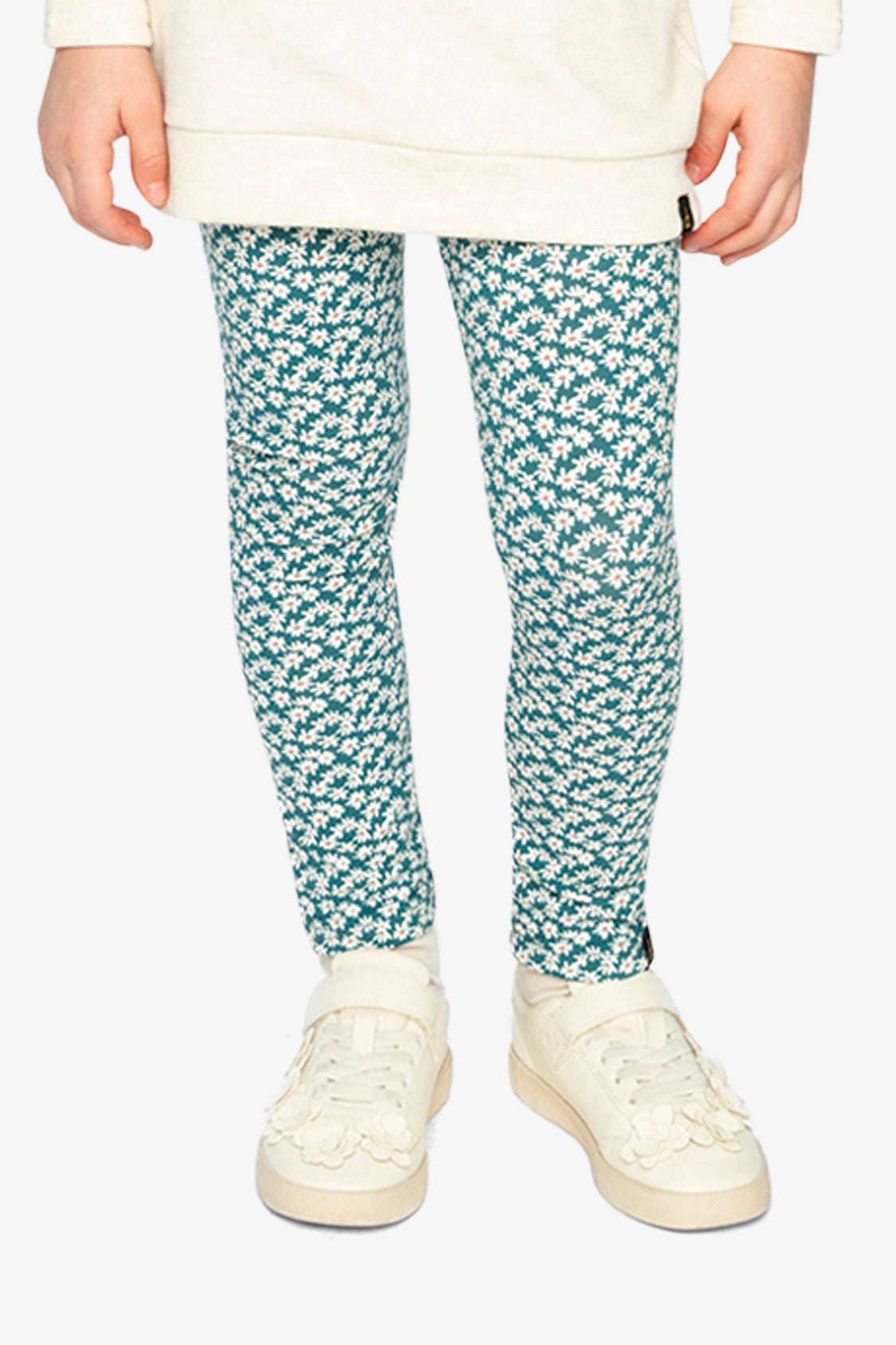 Organic Cotton Leggings Green Daisy Print - Image 2