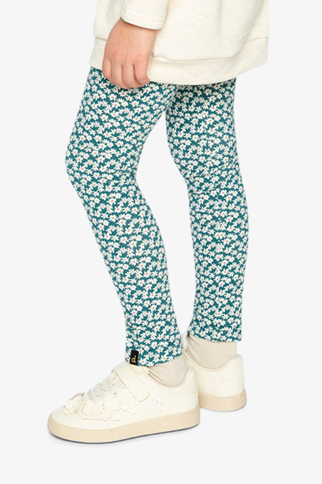 Organic Cotton Leggings Green Daisy Print - Image 3