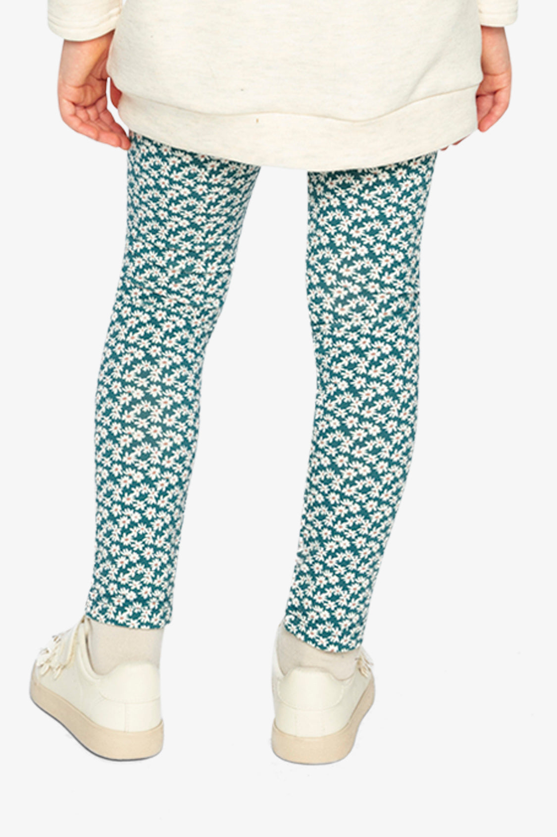 Organic Cotton Leggings Green Daisy Print - Image 4
