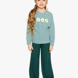 Printed Jersey Long Sleeve T-Shirt Green Floral Print - Image 5
