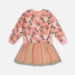 Bi-Material Dress Pink Strawberry Print - Image 7