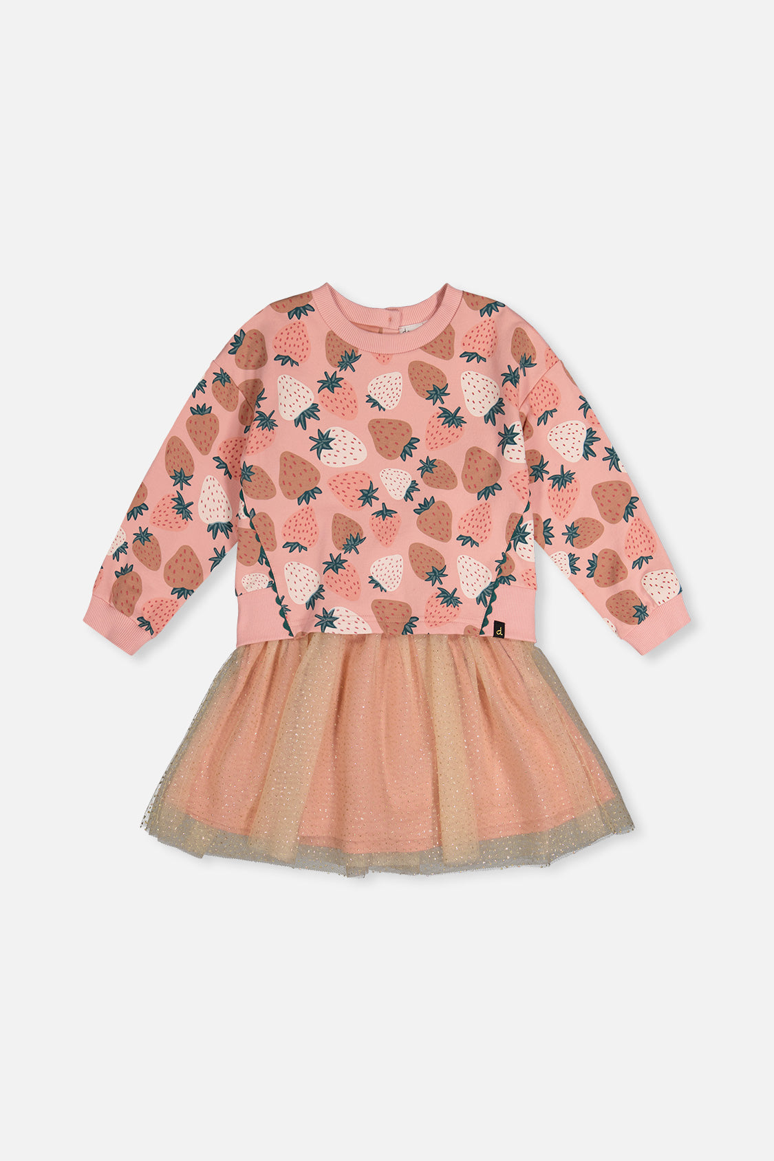 Bi-Material Dress Pink Strawberry Print - Image 14