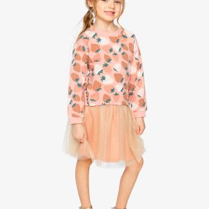 Alternative view of Bi-Material Dress Pink Strawberry Print