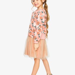 Bi-Material Dress Pink Strawberry Print - Image 3