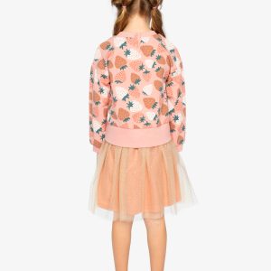 Bi-Material Dress Pink Strawberry Print - Image 4