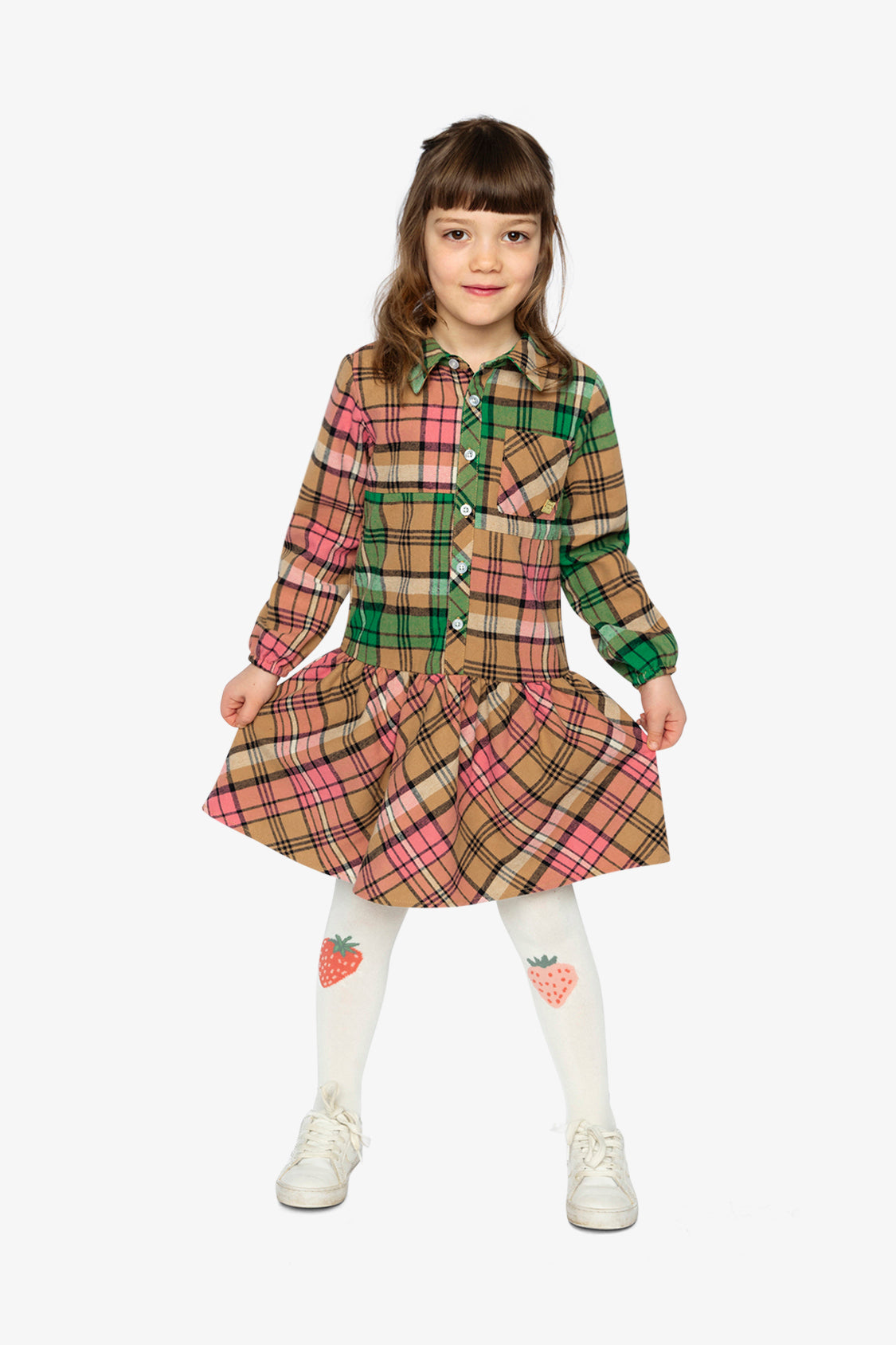 Shirt Plaid Dress Pink And Green - Image 2