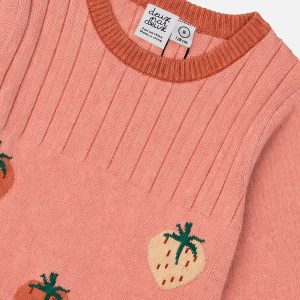 Knitted Dress With Strawberry Jacquard Pink - Image 3