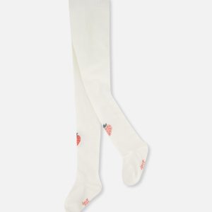 Knit Strawberry Tights Off-White