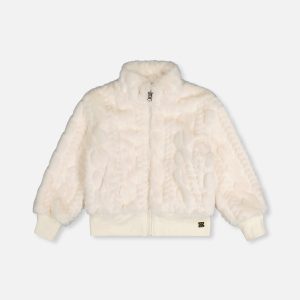 Faux Fur Jacquard Jacket Beige - Image 9