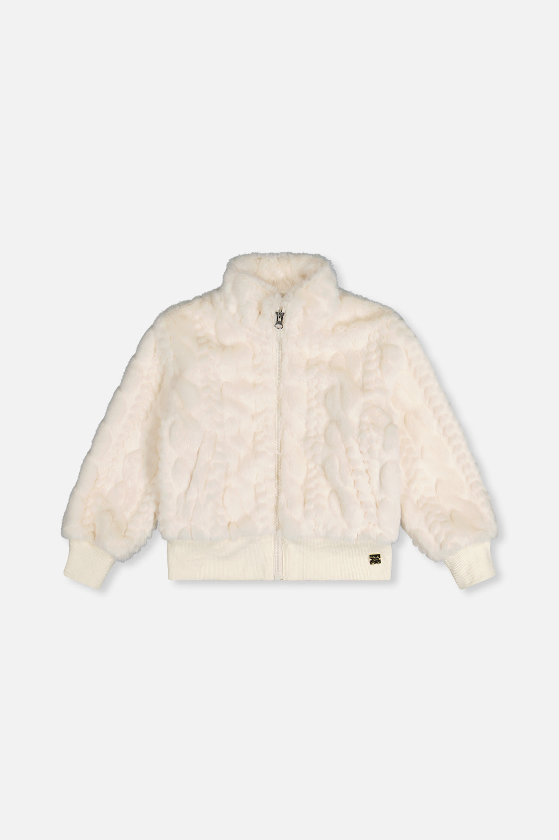 Faux Fur Jacquard Jacket Beige - Image 10