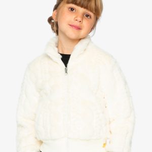 Faux Fur Jacquard Jacket Beige - Image 3