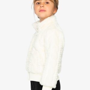 Faux Fur Jacquard Jacket Beige - Image 4