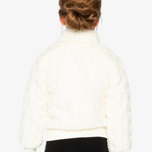 Faux Fur Jacquard Jacket Beige - Image 5