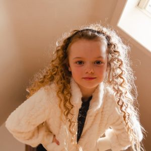 Faux Fur Jacquard Jacket Beige - Image 2