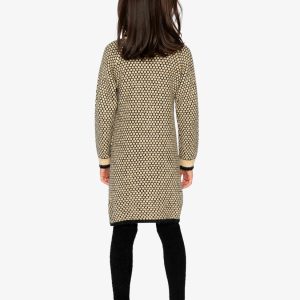 Knit Dress With Collar Beige And Black - Image 4