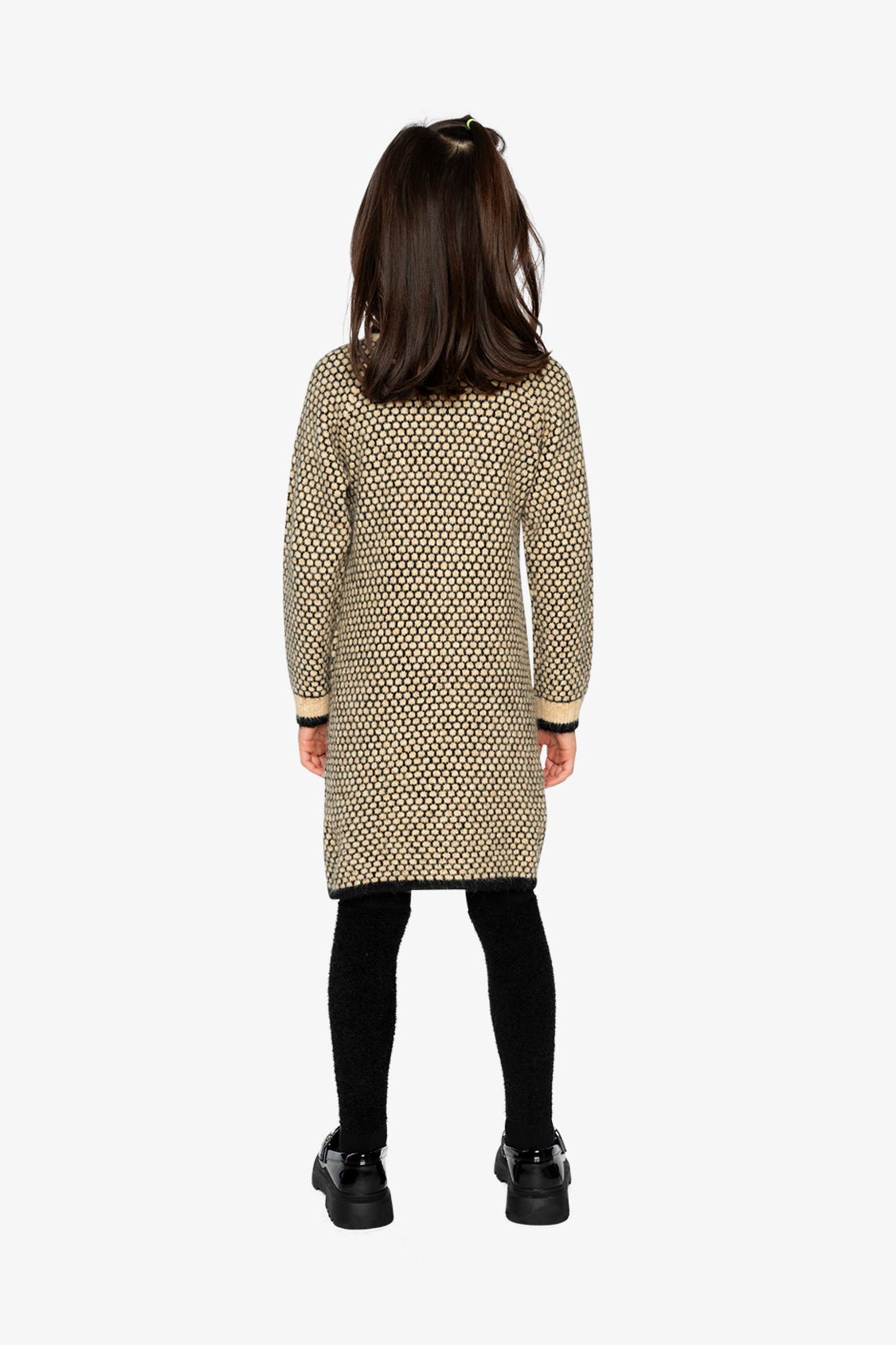 Knit Dress With Collar Beige And Black - Image 4