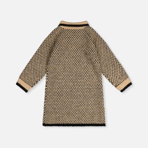 Knit Dress With Collar Beige And Black - Image 5