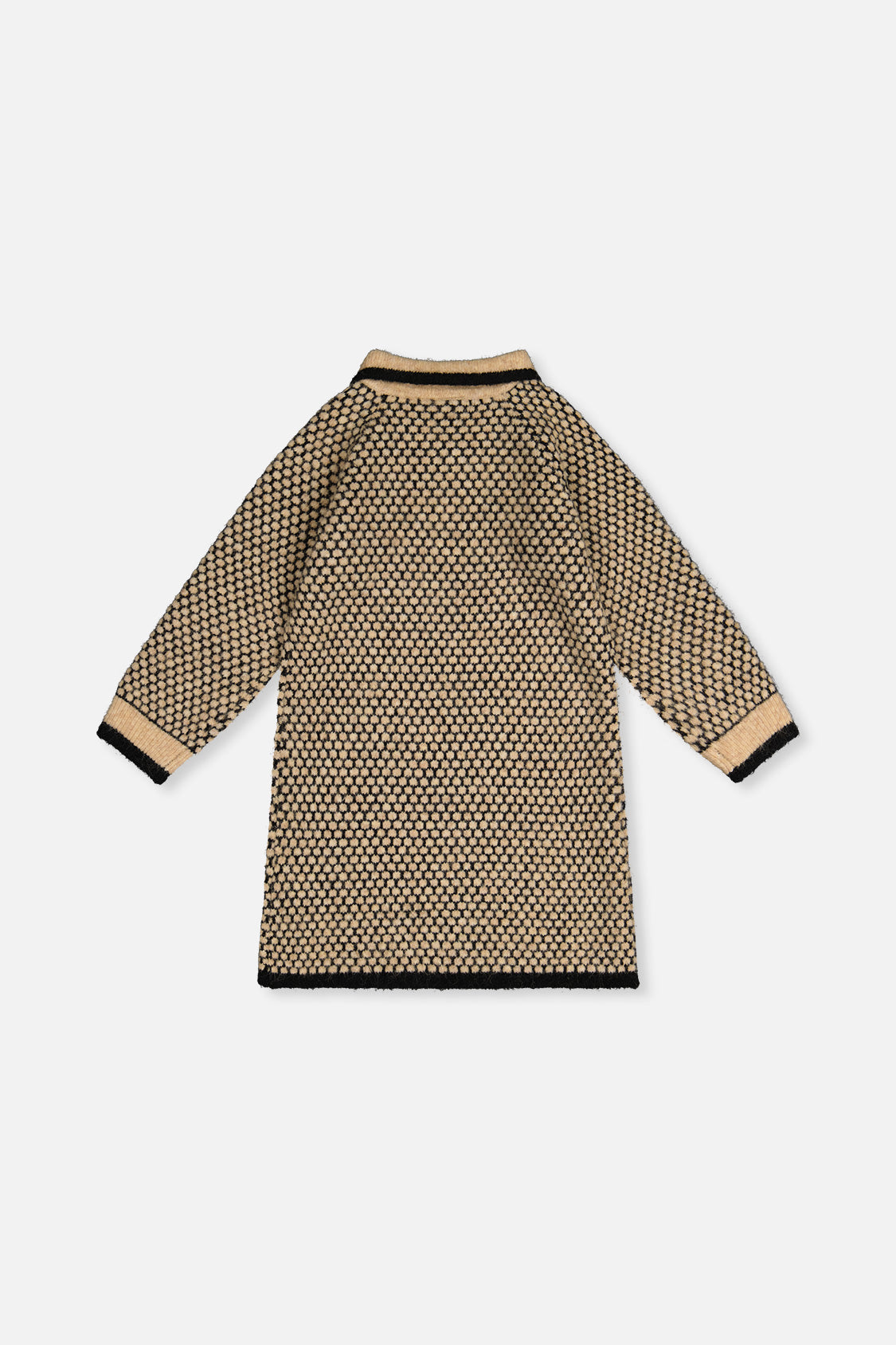 Knit Dress With Collar Beige And Black - Image 5