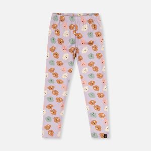 Organic Cotton Leggings Purple Poodle Print - Image 12
