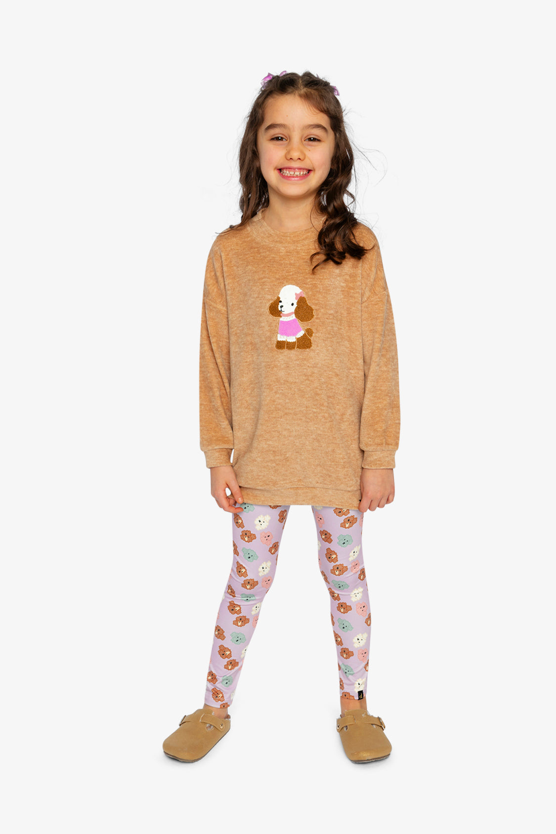 Organic Cotton Leggings Purple Poodle Print - Image 5