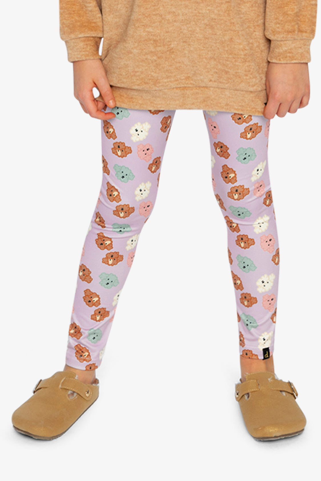Organic Cotton Leggings Purple Poodle Print - Image 2