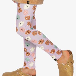 Organic Cotton Leggings Purple Poodle Print - Image 3
