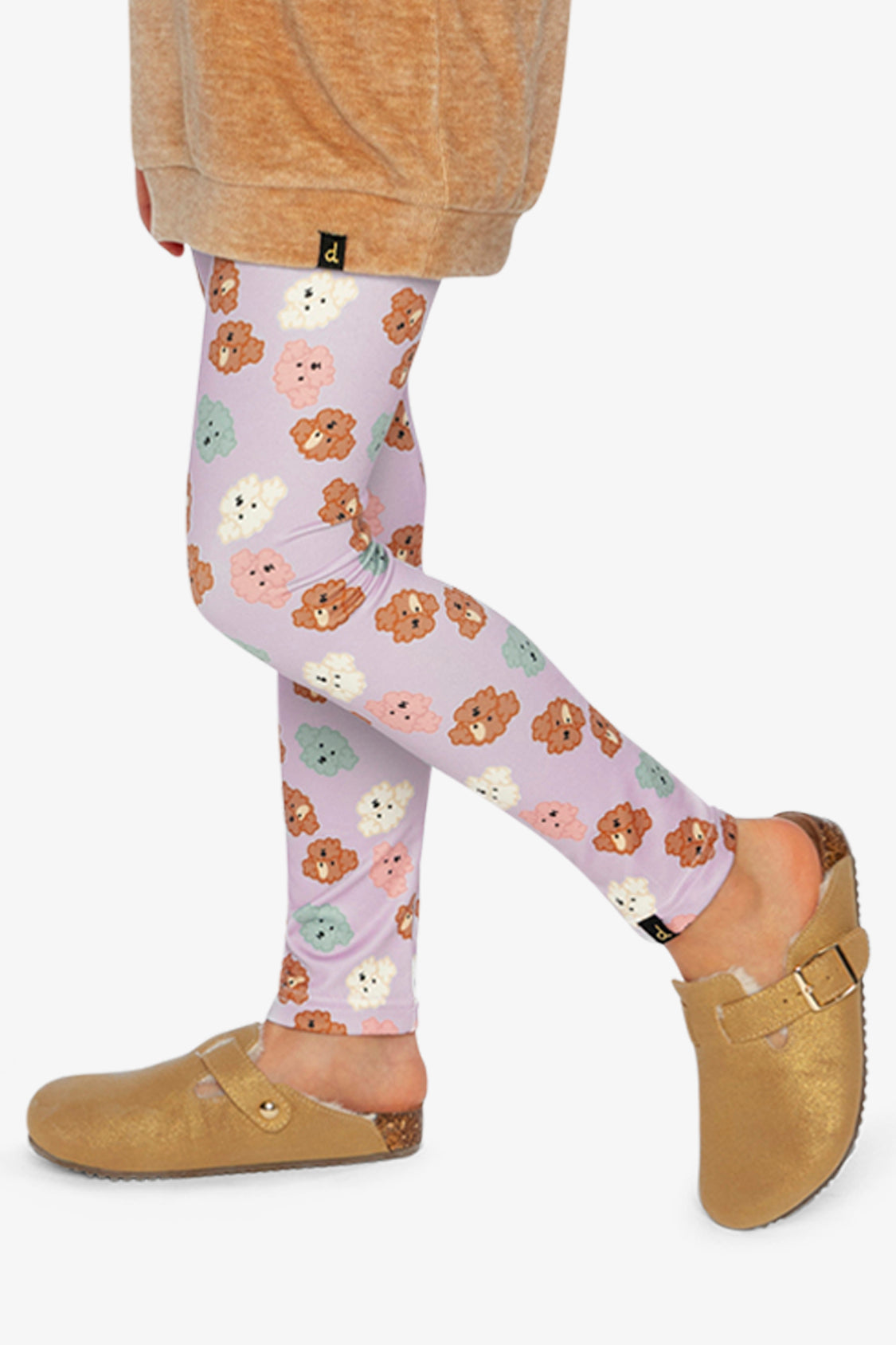 Organic Cotton Leggings Purple Poodle Print - Image 3