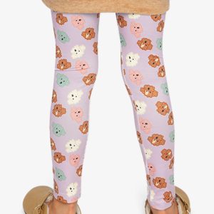 Organic Cotton Leggings Purple Poodle Print - Image 4