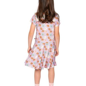 Short Sleeve Jersey Dress Purple Poodle Print - Image 4