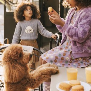 Short Sleeve Jersey Dress Purple Poodle Print - Image 5