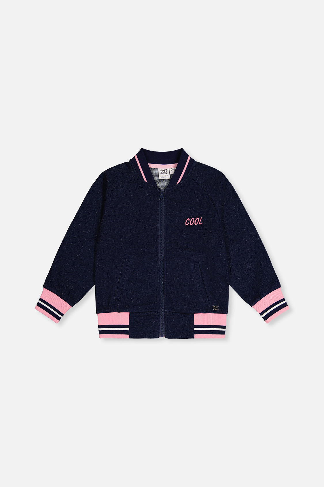 French Terry Jacket Navy Blue Denim