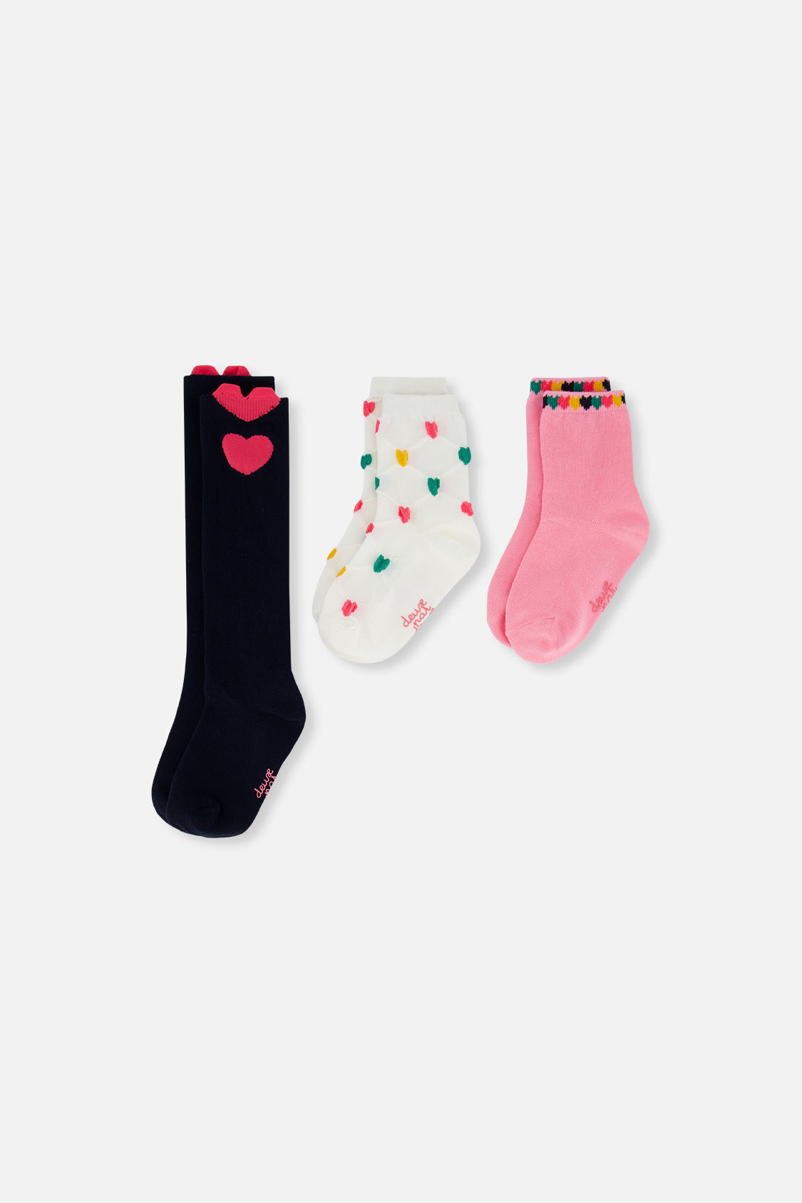 Socks (3 Pairs) Dark Blue, Pink And Beige - Image 7