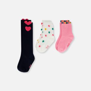 Socks (3 Pairs) Dark Blue, Pink And Beige - Image 9