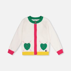 Knitted Cardigan Off-White, Green And Pink - Image 13