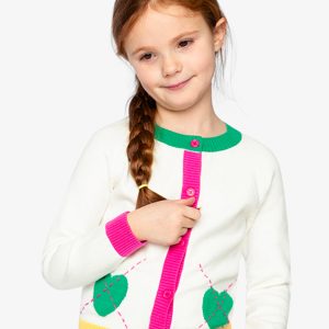 Knitted Cardigan Off-White, Green And Pink - Image 2