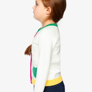 Knitted Cardigan Off-White, Green And Pink - Image 3