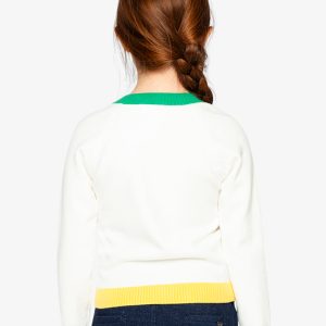 Knitted Cardigan Off-White, Green And Pink - Image 4