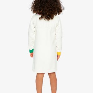 Knitted Dress With Heart Jacquard Off-White, Green And Pink - Image 3