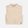 Corduroy Overall Dress Beige Floral Print