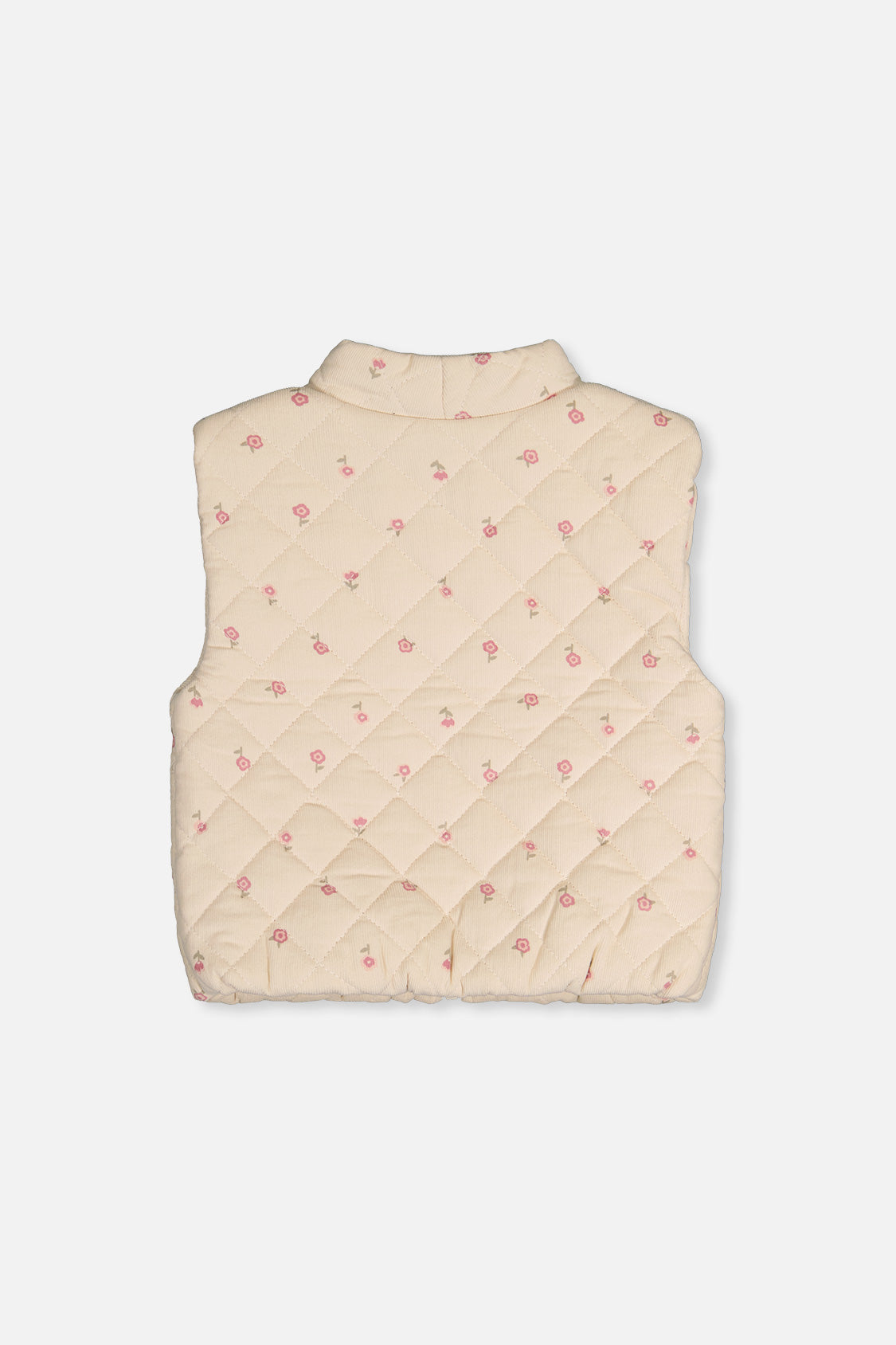 Corduroy Puffy Vest Beige Floral Print - Image 4