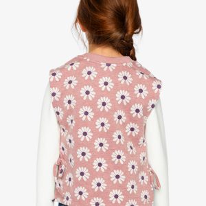 Jacquard Vest Pink Printed Flowers - Image 3