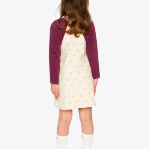 Corduroy Overall Dress Beige Floral Print - Image 4