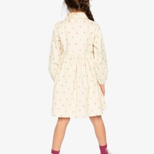 Corduroy Shirt Dress Beige Floral Print - Image 5