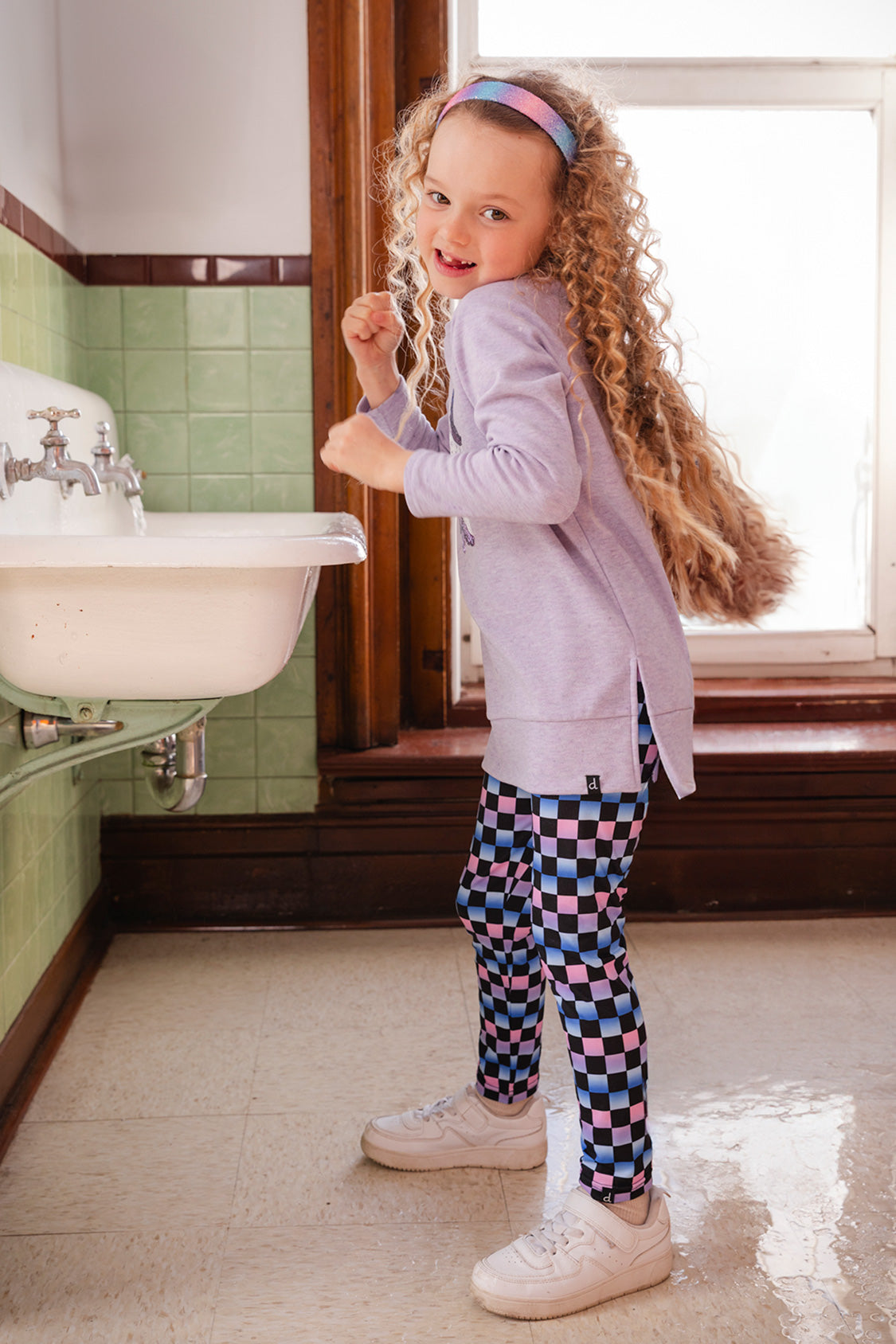 Leggings Black Checkered Print - Image 2