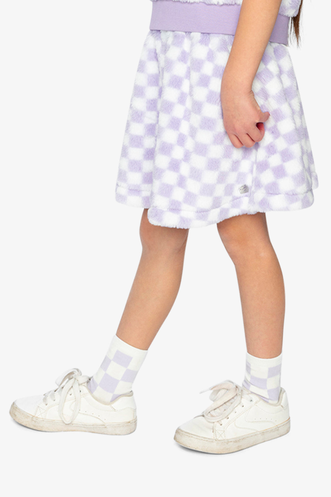 Faux Fur Skirt Lilac And White Tiles - Image 4